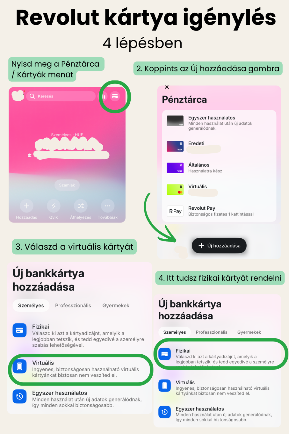 Revolut kártya igénylés 4 lépésben a Revolut alkalmazásban