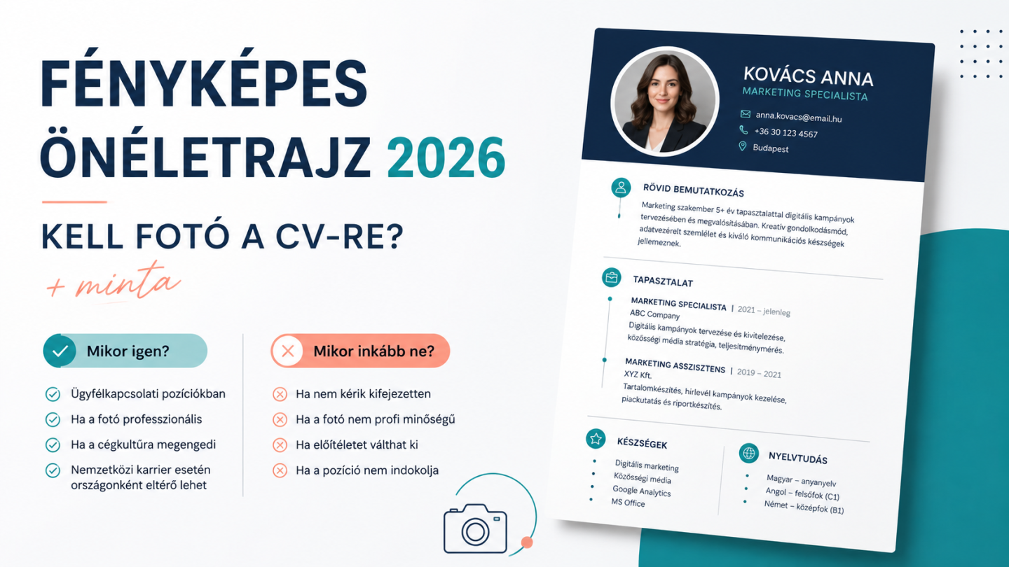 Fényképes önéletrajz 2026, CV-fotó példával és tippekkel arról, mikor érdemes fényképet tenni az önéletrajzba