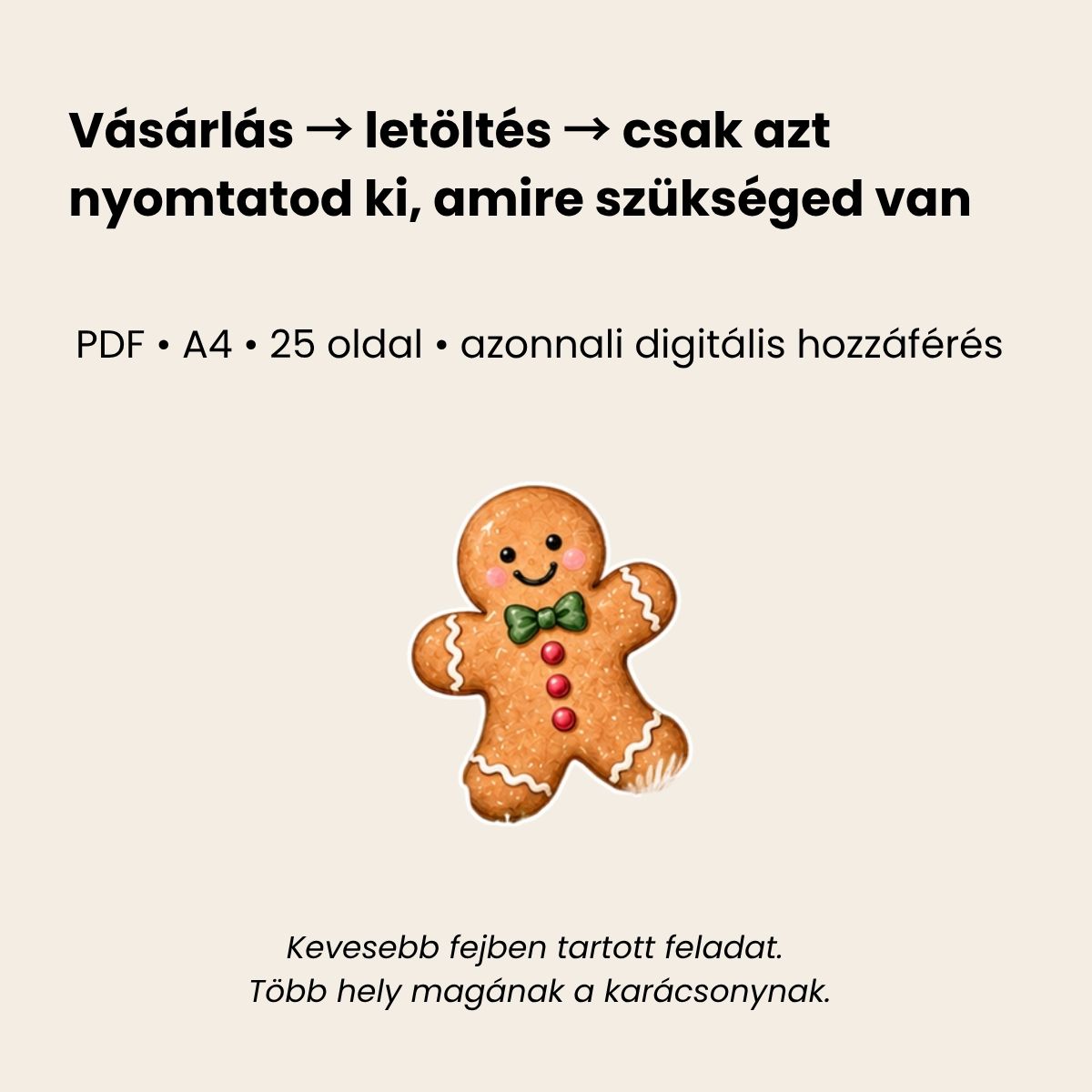 Azonnal letölthető karácsonyi tervező PDF A4 formátumban, színes és tintabarát változattal.
