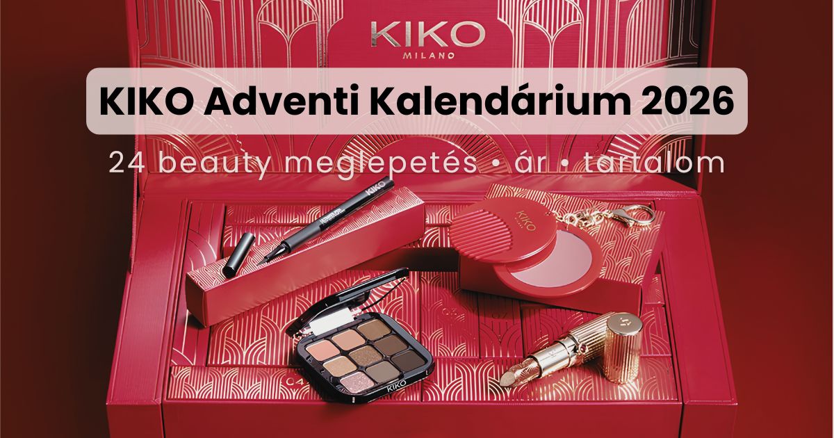 KIKO adventi kalendárium 2026 beauty termékekkel, rúzzsal, szájfénnyel, szempillaspirállal és szemhéjpúderrel