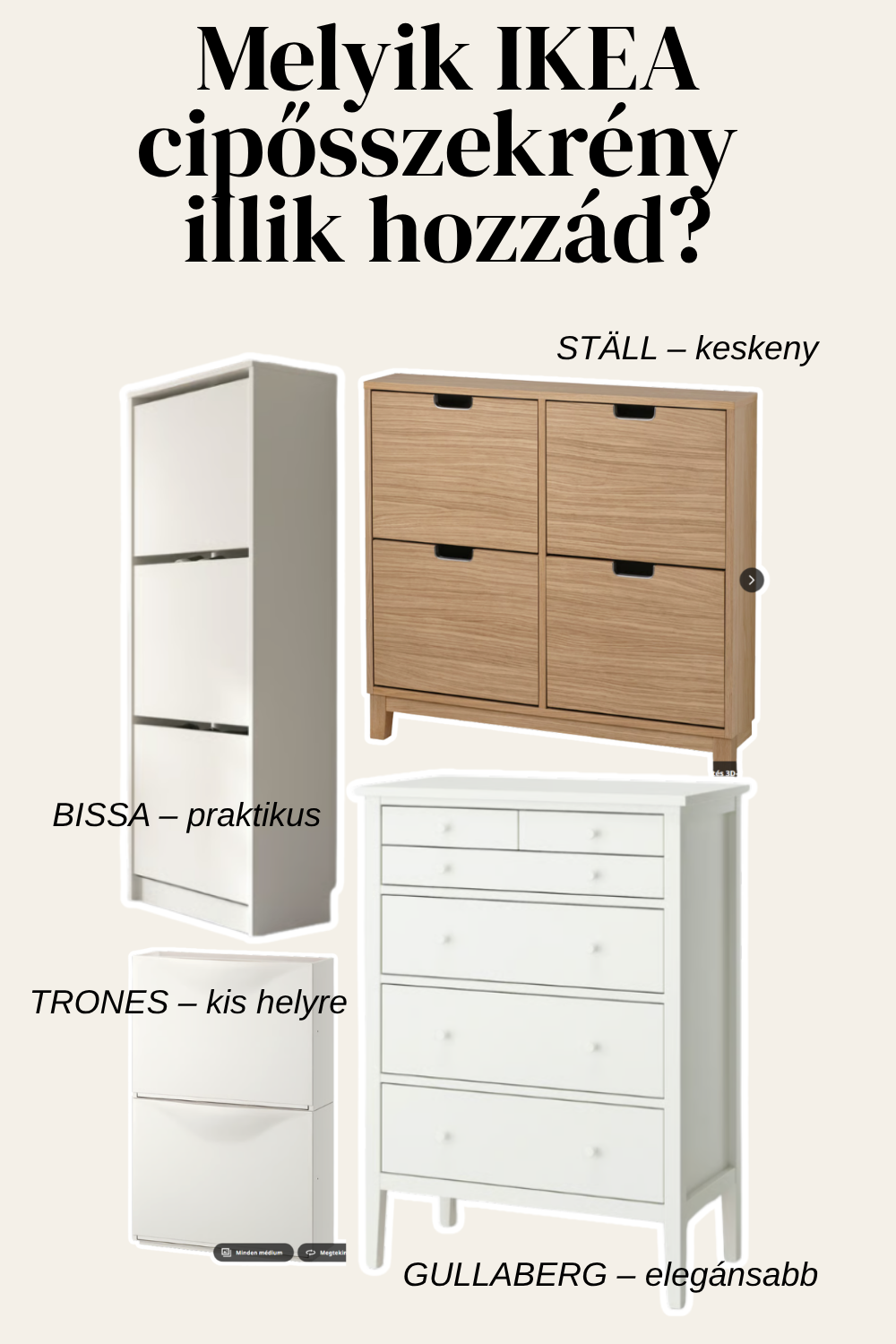 IKEA cipősszekrények kis előszobába – STÄLL, BISSA és TRONES modellek