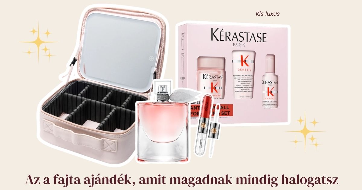 Prémium beauty ajándékötletek karácsonyra – LED-es beauty case, Kérastase hajápolási szett és parfüm ajándékcsomag.
